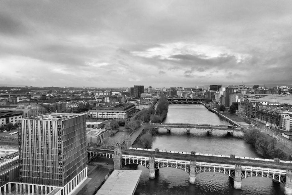 Glasgow city skyline by the River Clyde hosting the Commonwealth Games 2026